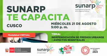 Charla online gratis "Independización de predios urbanos - aspectos registrales"  de la SUNARP