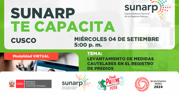 Charla online gratis "Levantamiento de medidas cautelares en el registro de predios" de la SUNARP