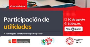 Charla online gratis "Participación de utilidades" del MTPE