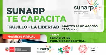 Charla online gratis "Servicio de publicidad registral en línea"  de la SUNARP