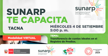 Charla online gratis "Transferencia de cuotas ideales en el registro de predios" de la SUNARP