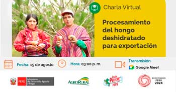 Charla online "Procesamiento del hongo deshidratado para exportación"