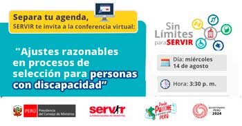 Conferencia online "Ajustes razonables en procesos de selección para personas con discapacidad" del SERVIR