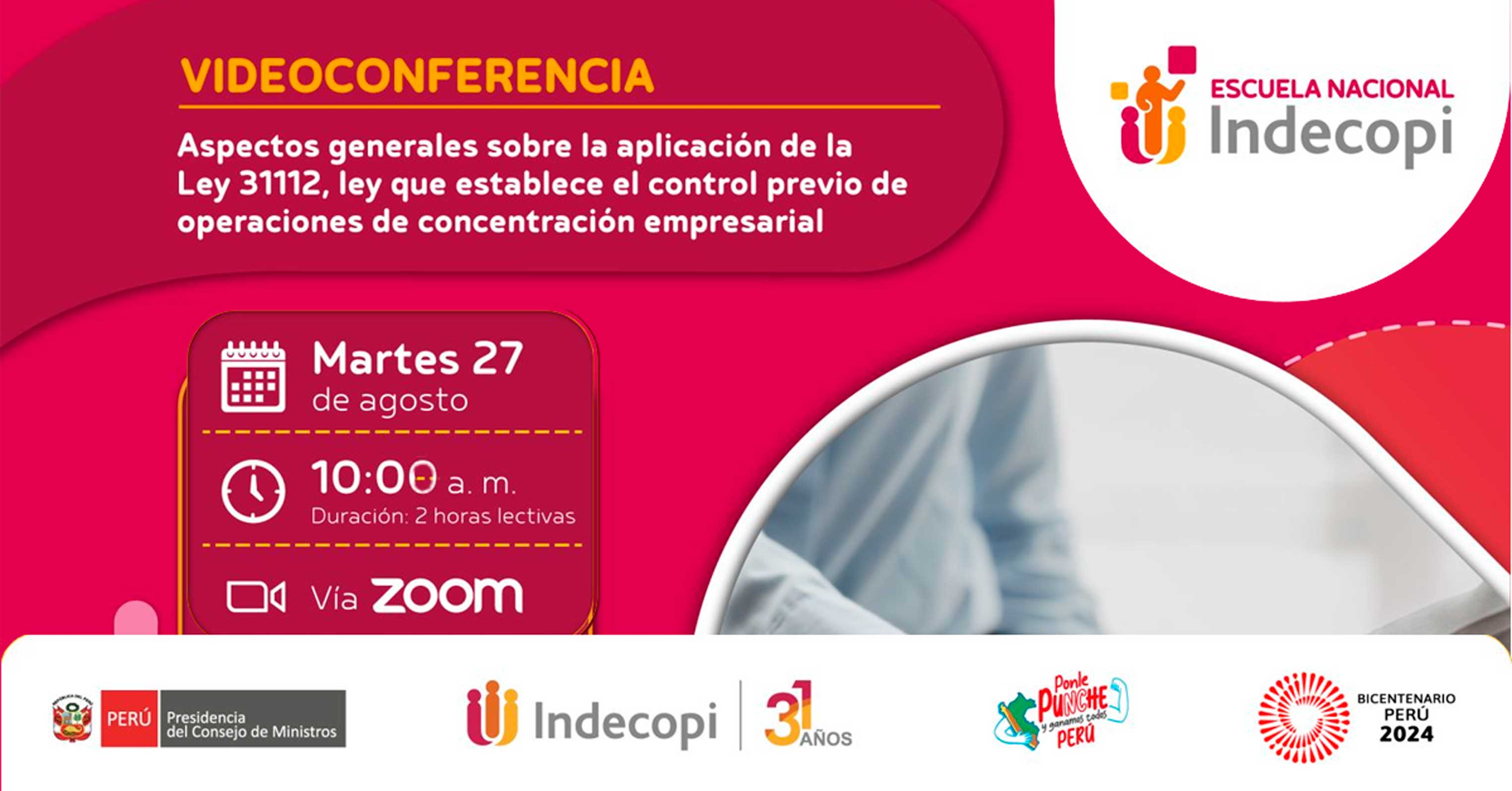 Conferencia online "Aspectos generales sobre la aplicación de la Ley 31112"  del INDECOPI