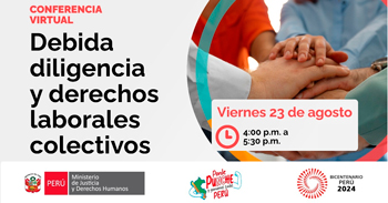 Conferencia online "Debida diligencia y derechos laborales colectivos" del MINJUSDH