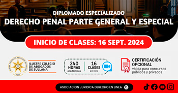 Diplomado online gratis Especializado en el " Derecho Penal Parte General y Especial" de Derecho En Línea