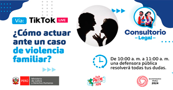 Evento online gratis "¿Cómo actuar ante un caso de violencia familiar?"del MINJUSDH