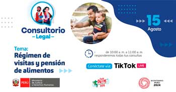 Evento online gratis "Régimen de visitas y pensión de alimentos"del MINJUSDH