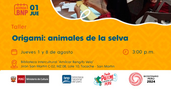 Taller presencial gratis "Origami: animales de la selva" de la BNP