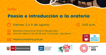 Taller presencial gratis "Poesía e introducción a la oratoria" de la BNP