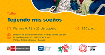 Taller presencial gratis "Tejiendo mis sueños" de la Biblioteca Nacional(BNP)