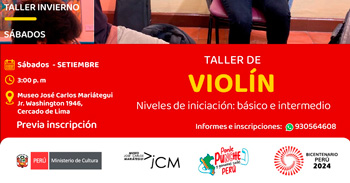 Taller presencial "Violín Niveles de iniciación: básico e intermedio"  del Museo José Carlos Mariátegui