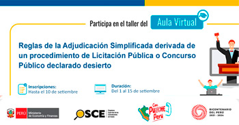 Taller online gratis Reglas de la Adjudicación Simplificada derivada de un procedimiento de Licitación Pública