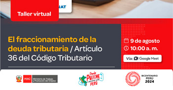 Taller online gratis  "El fraccionamiento de la deuda tributaria / Artículo 36 del Código Tributario"