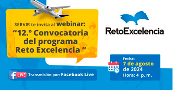 Webinar online "12° convocatoria del programa Reto Excelencia" del SERVIR