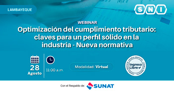 Webinar online  Optimización del cumplimiento tributario: claves para un perfil sólido en la industria  de la SNI