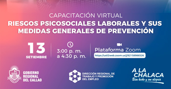 Capacitación online gratis  Riesgos psicosociales laborales y sus medidas generales de prevenció  de la DRTPE del Callao