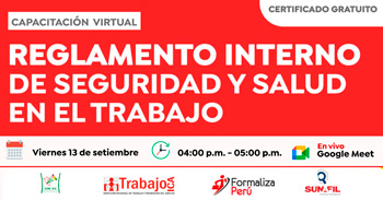 Capacitación online "Reglamento interno de seguridad y salud en el trabajo"  de la DRTPE  de Ica