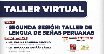 Capacitación online "Taller de Lengua de Señas Peruanas" de Corte Superior de Justicia de Huaura