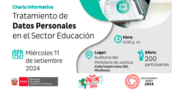 Charla presencial "Tratamiento de Datos Personales en el Sector Educación" del MINJUSDH