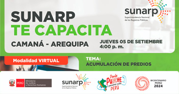 Charla online gratis "Acumulación de predios" de la SUNARP