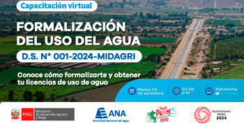 Capacitación online "Formalización del Uso de Agua D.S. N.° 001-2024-MIDAGRI"  de la ANA