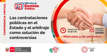 Conferencia online "Las contrataciones públicas en el estado y el arbitraje como solución" del MINJUSDH 