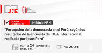 Conferencia online  Percepción de la democracia en el Perú, según los resultados de la encuesta de IDEA del JNE