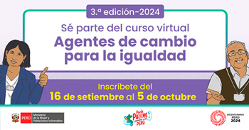 Curso online gratis "Agentes de Cambio para la Igualdad de Género" del MIMP