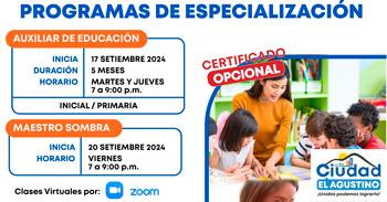 Cursos online gratis de "Auxiliar de Educación y Maestro Sombra" de la Municipalidad de El Agustino