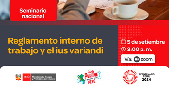 Seminario online gratis "Reglamento interno de trabajo y el ius variandi" del MTPE