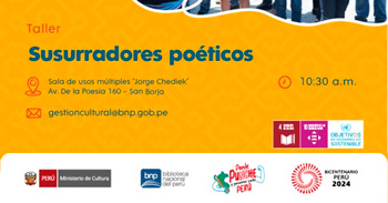 Taller presencial gratis "Susurradores poéticos" de la Biblioteca Nacional del Perú - BNP