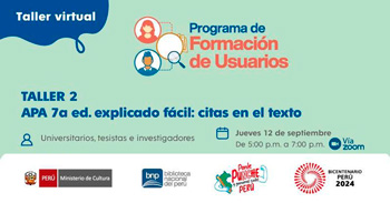 Taller virtual gratis "APA explicado fácil: citas en el texto en el estilo APA 7a ed." de la BNP