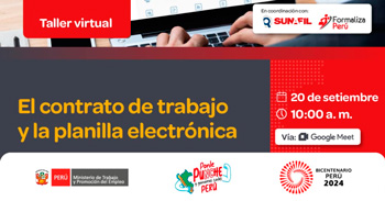 Taller online gratis  "El contrato de trabajo y la planilla electrónica" del (MTPE)