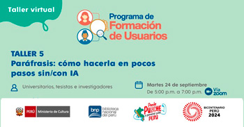 Taller virtual gratis "Paráfrasis: cómo hacerla en pocos pasos sin/con IA" de la BNP