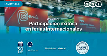  Webinar online gratis "Participación exitosa en ferias internacionales"  de la SNI