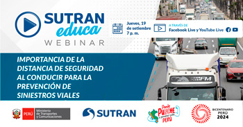 Webinar online "Uso adecuado de las luces para la prevención de siniestros viales"  de la SUTRAN