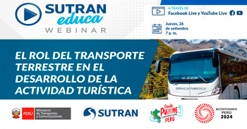 Webinar online "El rol del transporte terrestre en el desarrollo dela actividad turística"  de la SUTRAN