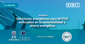 Webinar online  Soluciones energéticas para MYPES enfocados en la sostenibilidad y ahorro energético de la SNI