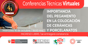 Charla virtual "Importancia del pegamento en la colocación de cerámicas y porcelanato" de SENCICO