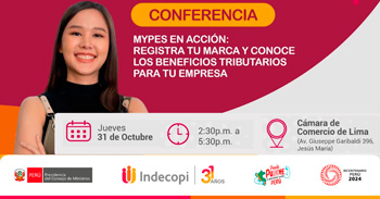 Conferencia online "Mypes en acción: registra tu marca y conoce los beneficios tributarios para tu empresa}"