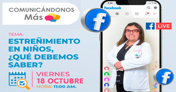 Evento online "Estreñimiento en niños, ¿Qué debemos saber?" del INSNSB