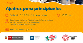 Taller presencial gratis "Ajedrez para principiantes" de la BIBLIOTECA NACIONAL (BNP)