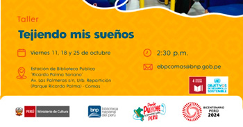 Taller presencial gratis "Tejiendo mis sueños" de la Biblioteca Nacional(BNP)