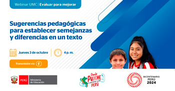 Webinar online "Sugerencias pedagógicas para establecer semejanzas y diferencias en un texto" de MINEDU