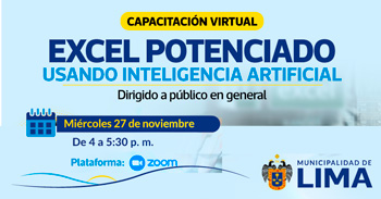 Capacitación online "Excel potenciado usando Inteligencia Artificial" de la Municipalidad de Lima