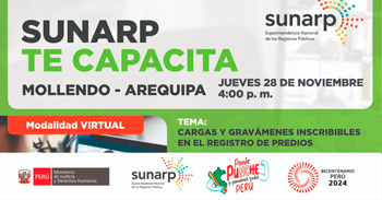 Charla gratis online "Cargas y gravámenes inscribibles en el registro de predios" de la SUNARP