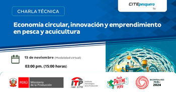  Charla online "Economía circular, innovación y emprendimiento en pesca y acuicultura" CITEpesquero Ilo