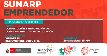 Charla online gratis " Constitución y renovación de consejo directivo de asociación " de la SUNARP