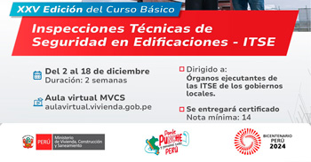 Curso online gratis "Inspecciones Técnicas de Seguridad de Edificaciones - ITSE" del MINISTERIO DE VIVIENDA